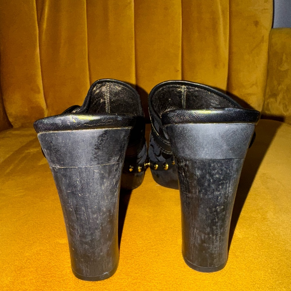 Coach Y2K Womens Willow Mule Studded Signature Logo Black Clogs Heel- Size 9B - Picture 10 of 16